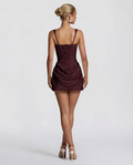 Camille | Lace-Up Corset Mini Dress with Draped Skirt