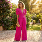 Xanthe | Wide Leg Casual Puff Sleeve Tailored Jumpsuit
