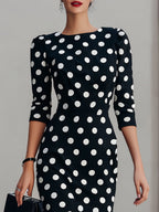 Hermione | Halter Neck Bodycon Dot Dress Midi Cocktail