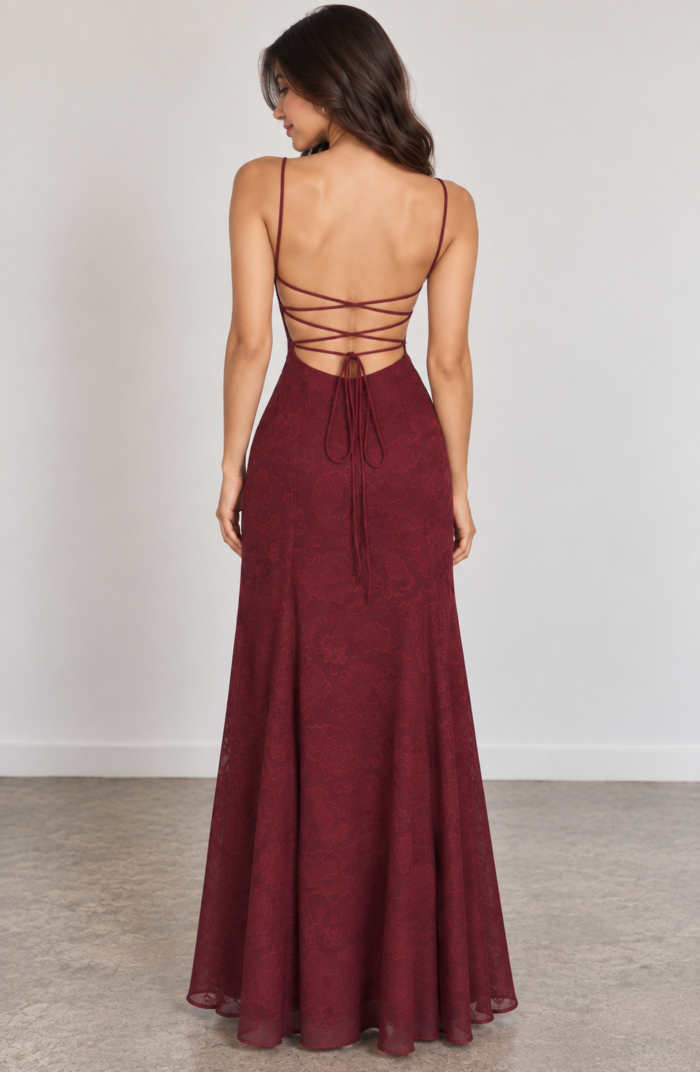 Edith | Lace Strappy Wedding Gowns Maxi Dress Evening Red White