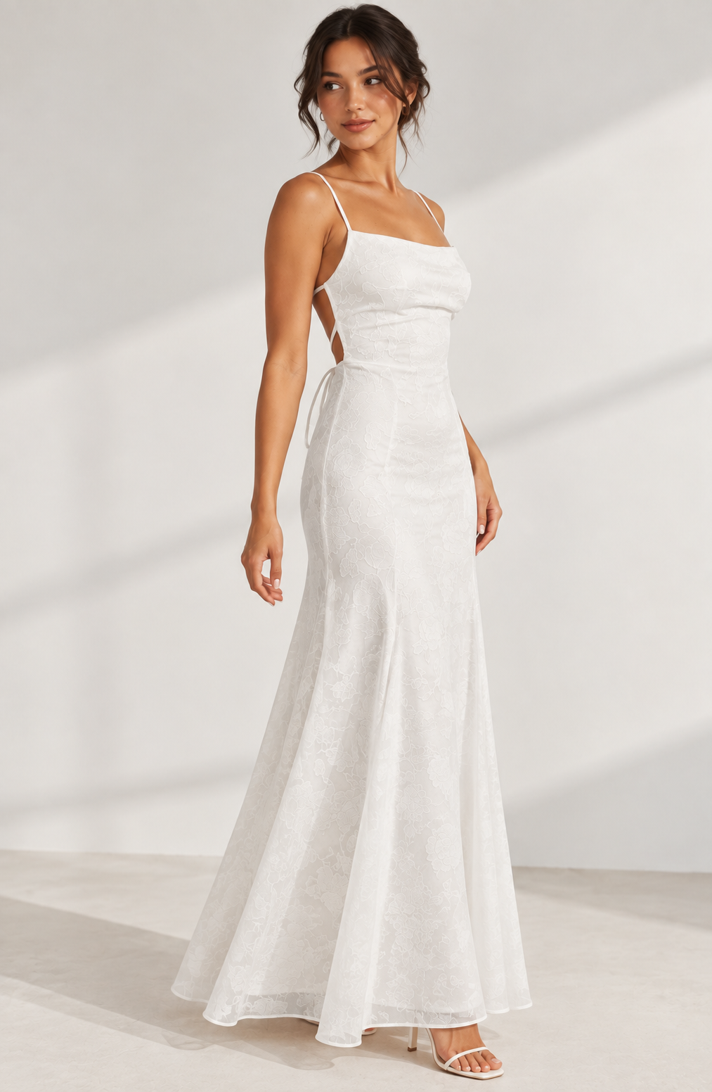 Edith | Lace Strappy Wedding Gowns Maxi Dress Evening Red White