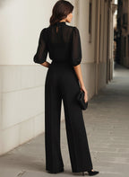 Theodora | Long Sleeve Wide Leg Jumpsuit Evening Occasion
