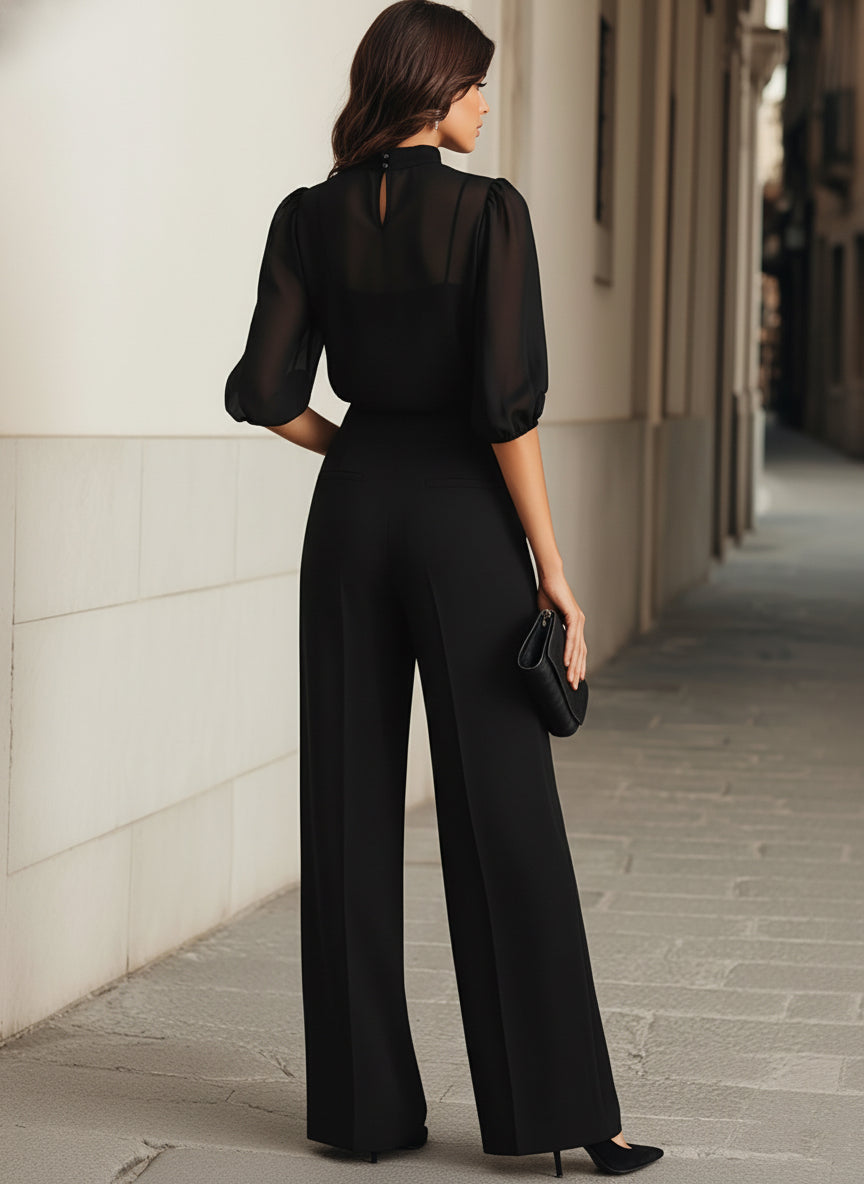 Theodora | Long Sleeve Wide Leg Jumpsuit Evening Occasion