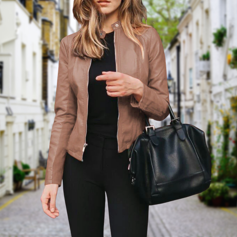 Bryony | Faux Leather Biker Jacket For Women