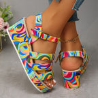 Leonie | Multicolour Wedge Ankle Boots Platform Sandals