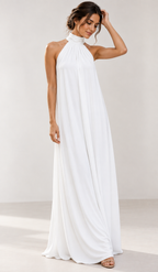 Isadora | Halter Neck White Maxi Dress