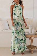 Sylvie | Floral Halter Neck Maxi Dress With Leg Slit