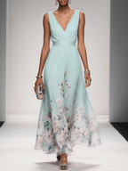 Celestine | Drop Waist Floral Maxi Wedding Guest Dress