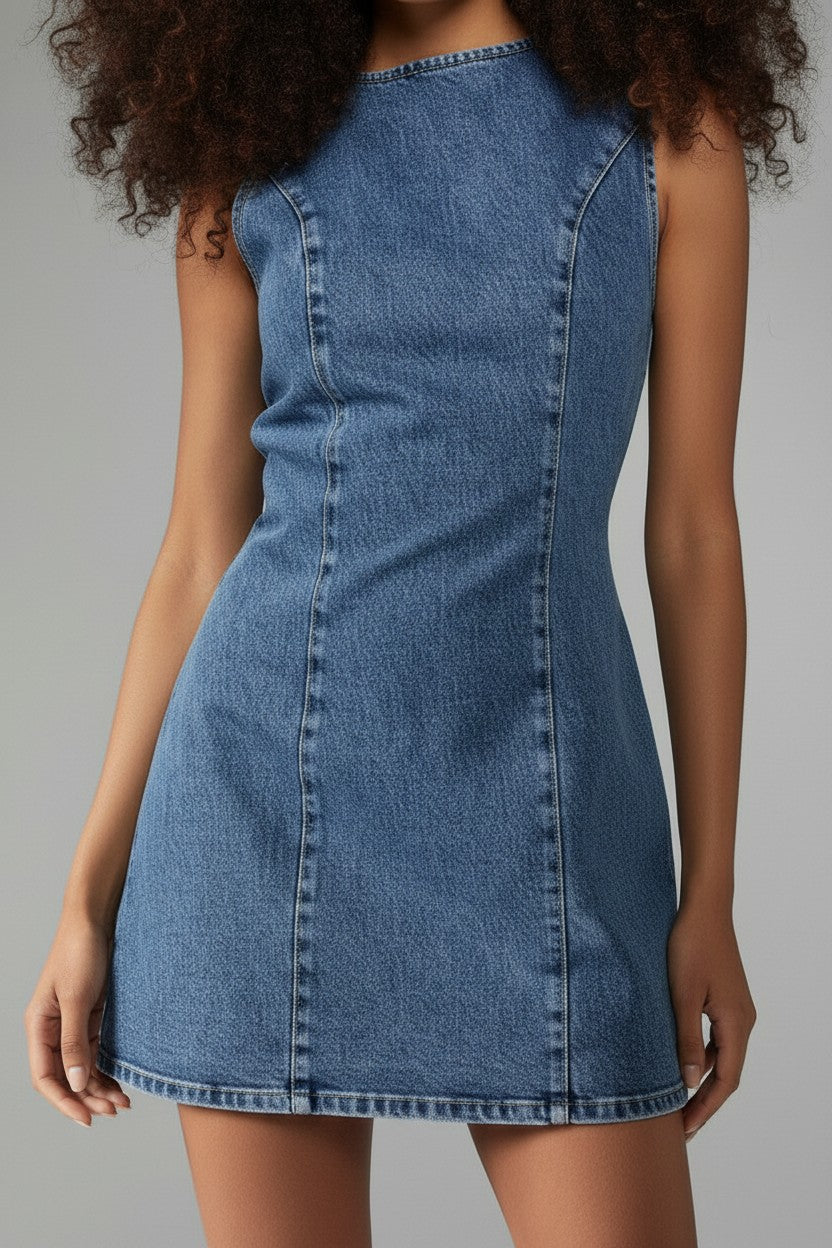 Ingrid | Women Sleeveless Bodycon Denim Mini Dress