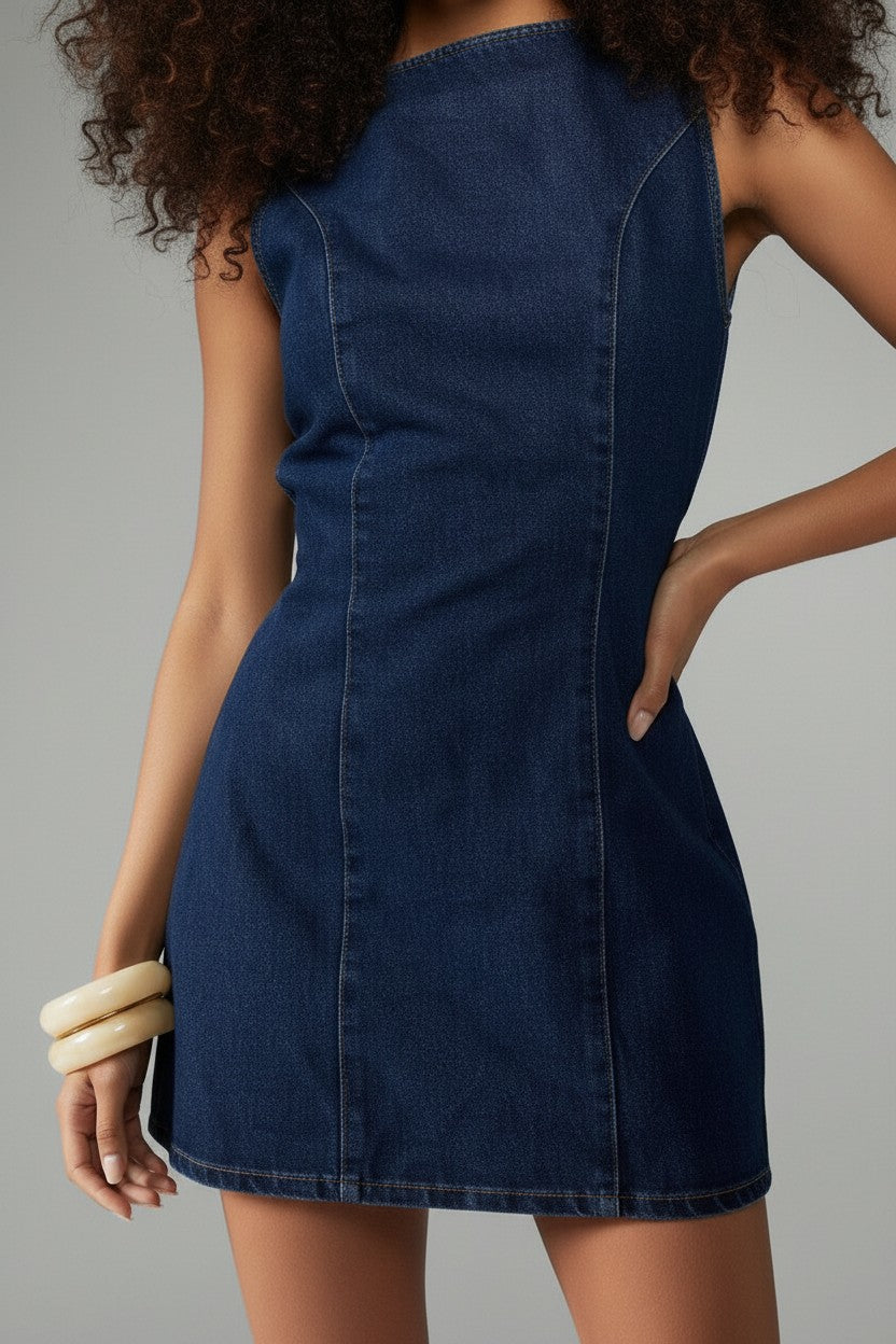 Ingrid | Women Sleeveless Bodycon Denim Mini Dress