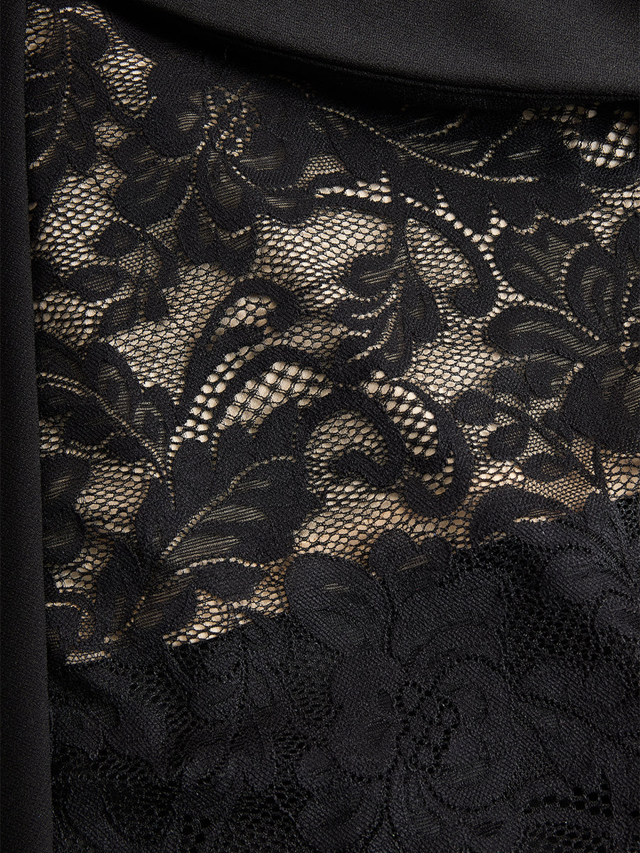 Coralie | Evening Tuxedo Dress Coat Lace Midi Black