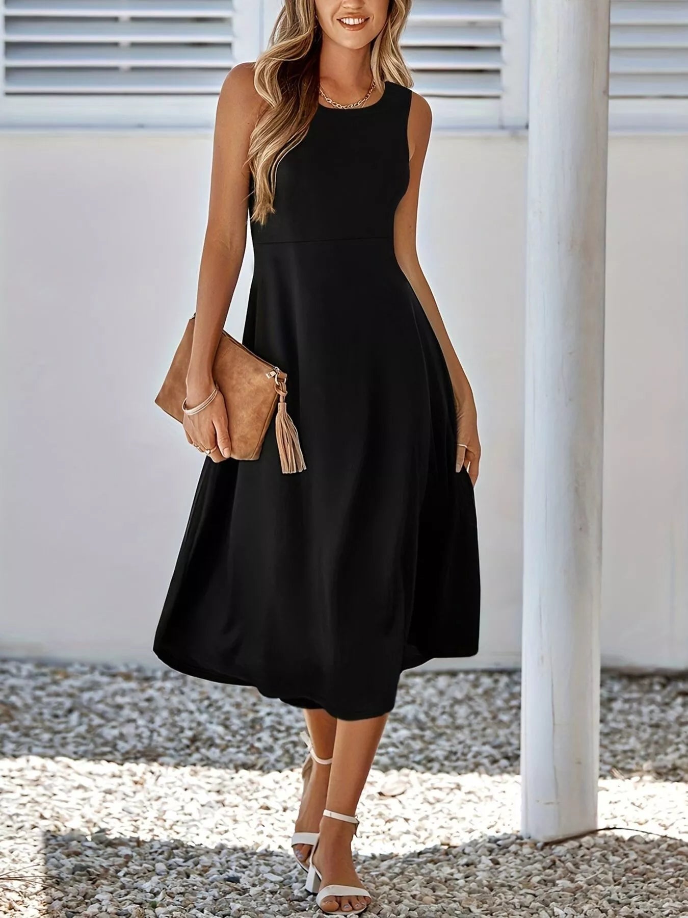Verena | Long Sleeve Midi Dress In Timeless A-Line Silhouette