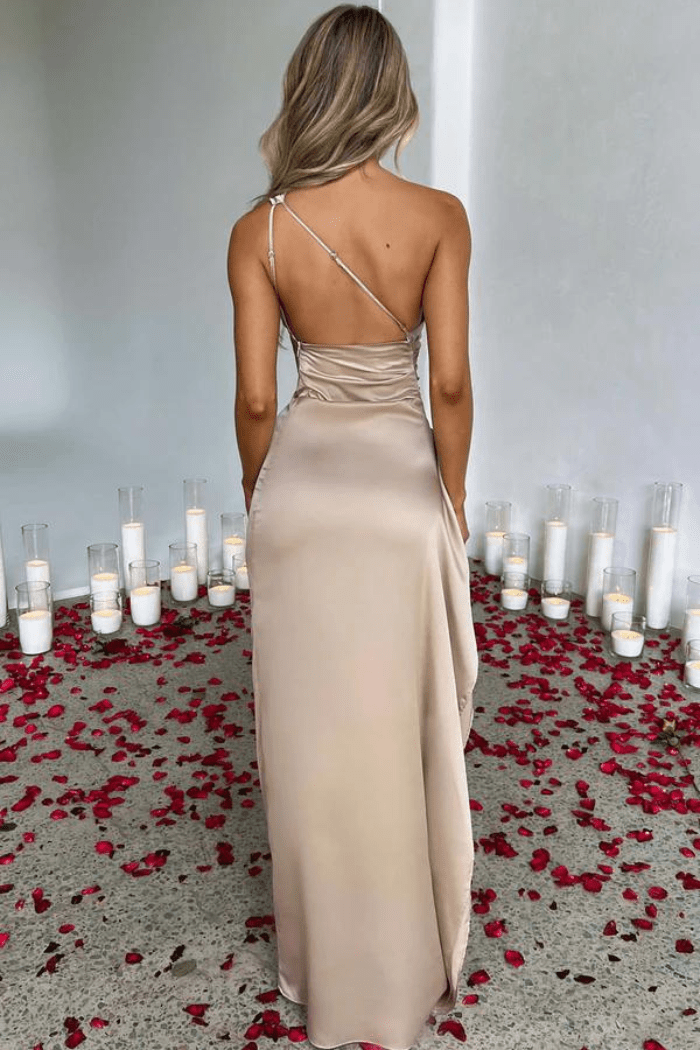 Cosima | One Shoulder Satin Maxi Wedding Guest Dress