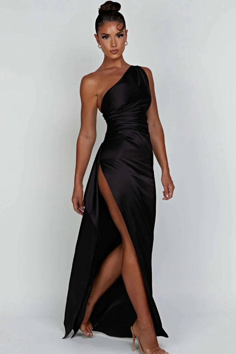 Cosima | One Shoulder Satin Maxi Wedding Guest Dress