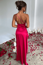 Cosima | One Shoulder Satin Maxi Wedding Guest Dress