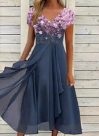 Albane | Floral Chiffon Cocktail Evening Wedding Guest Dress