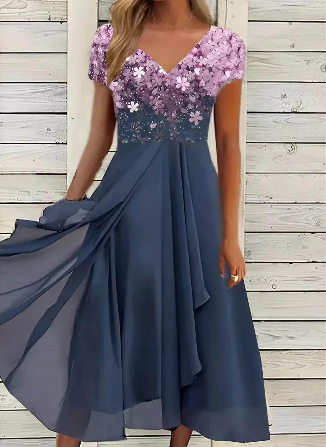 Albane | Floral Chiffon Cocktail Evening Wedding Guest Dress