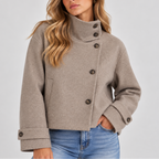 Edith | Faux Fur Cropped Puffer Jacket Coat — Beige