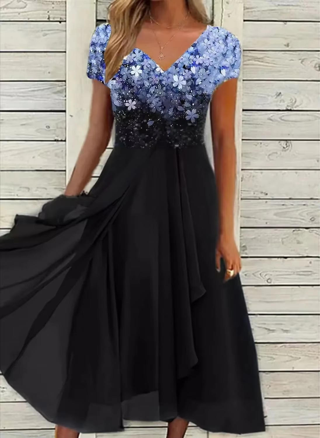 Albane | Floral Chiffon Cocktail Evening Wedding Guest Dress