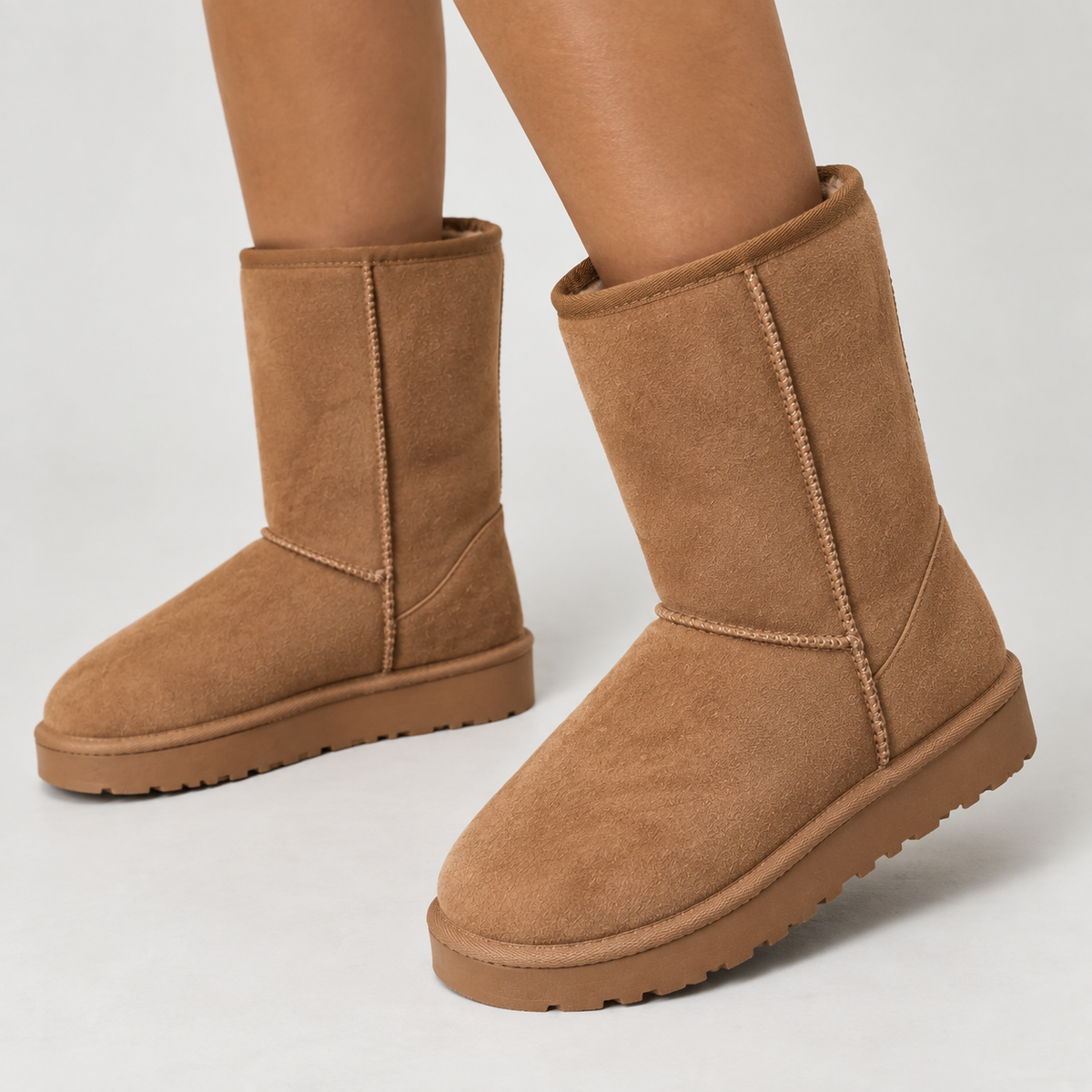 Tamsin | Warm Brown Suede Wide Calf Winter Boots