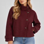 Edith | Faux Fur Cropped Puffer Jacket Coat — Red