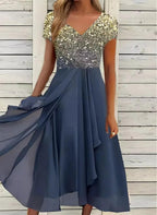Albane | Floral Chiffon Cocktail Evening Wedding Guest Dress