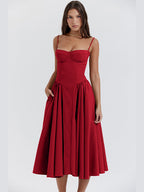Mirabelle | Corset Adjustable Spaghetti Strap Midi Dress