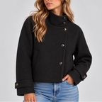 Edith | Faux Fur Cropped Puffer Jacket Coat — Black