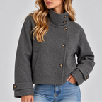 Edith | Faux Fur Cropped Puffer Jacket Coat — Gray