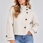Edith | Faux Fur Cropped Puffer Jacket Coat — White