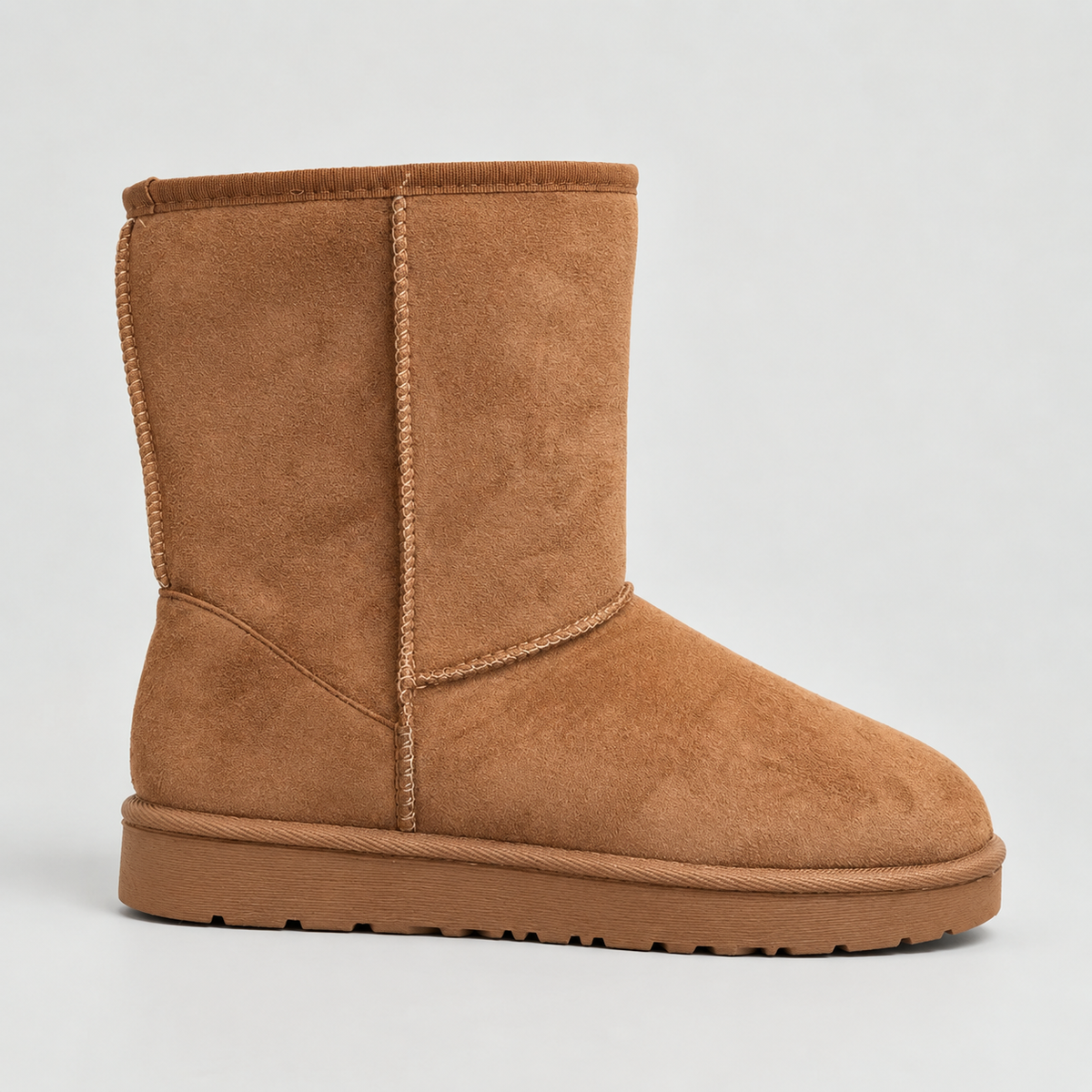 Tamsin | Warm Brown Suede Wide Calf Winter Boots — Beige