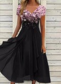Albane | Floral Chiffon Cocktail Evening Wedding Guest Dress