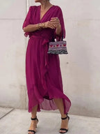 Tamsin | Silk V-Neck Maxi Dress for Weddings & Evening