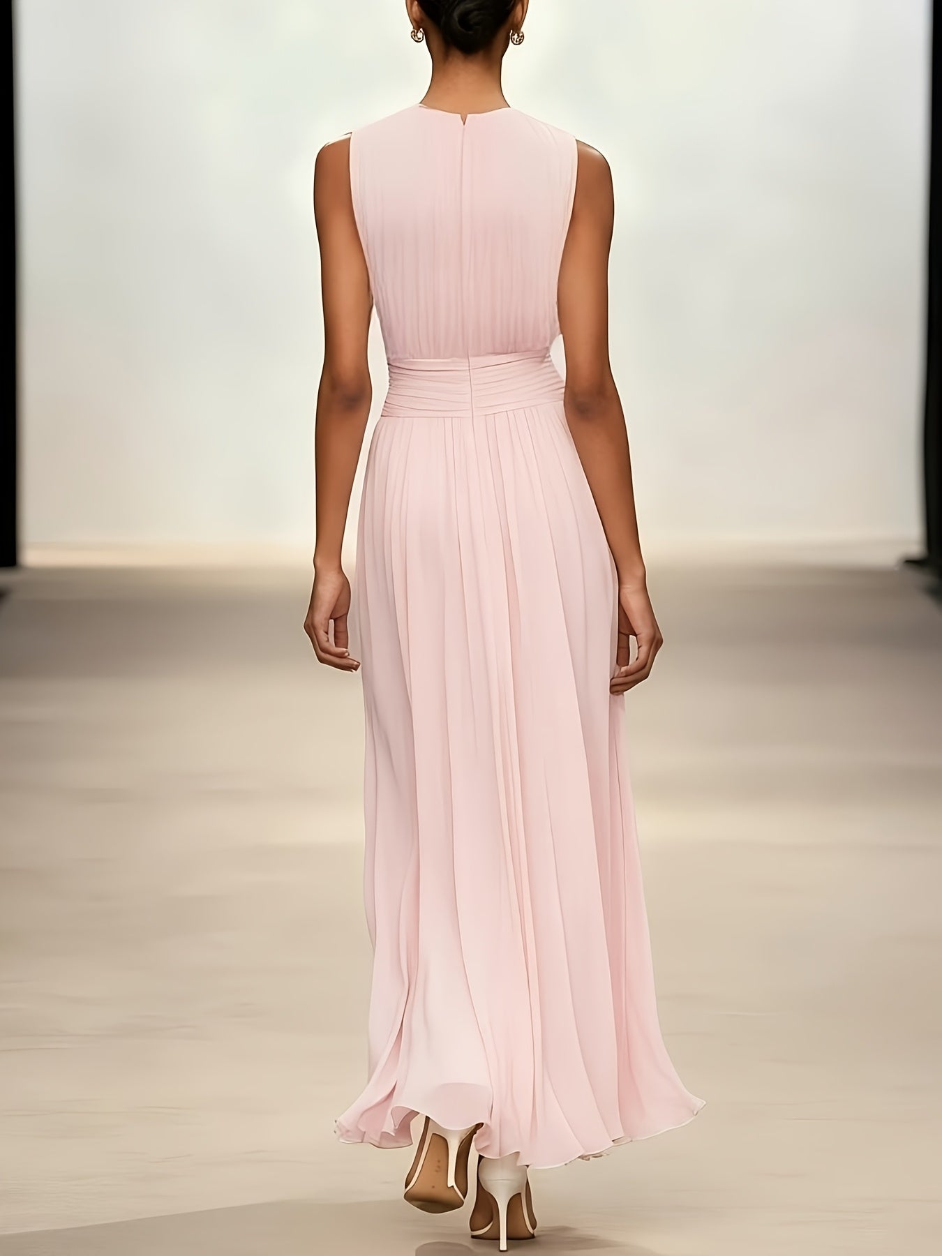 Arabella | Pleated Maxi Wedding Guest Dress With Ruched Waist