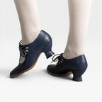 Camille | Silver Low Heel Lace-Up Leather Pumps
