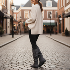 Flavie | Women's Grey Suede Slouch Boots Mid-Calf Casual