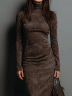 Isadora | Summer Midi Dress In Suede-Look Finish For Work & Events