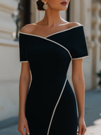 Oriane | Tailored Sheath Off-Shoulder Occasion Dress