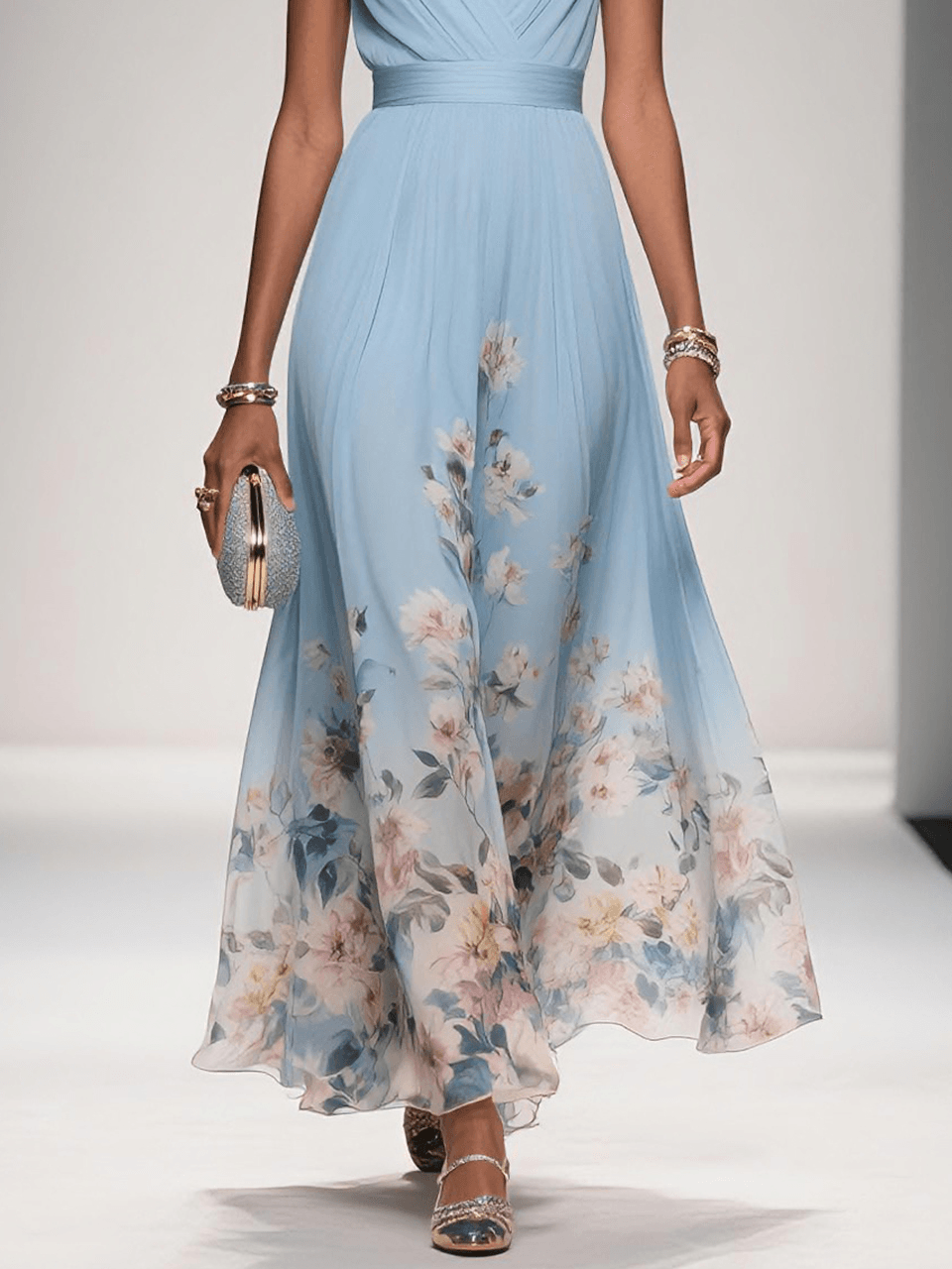 Celestine | Drop Waist Floral Maxi Wedding Guest Dress