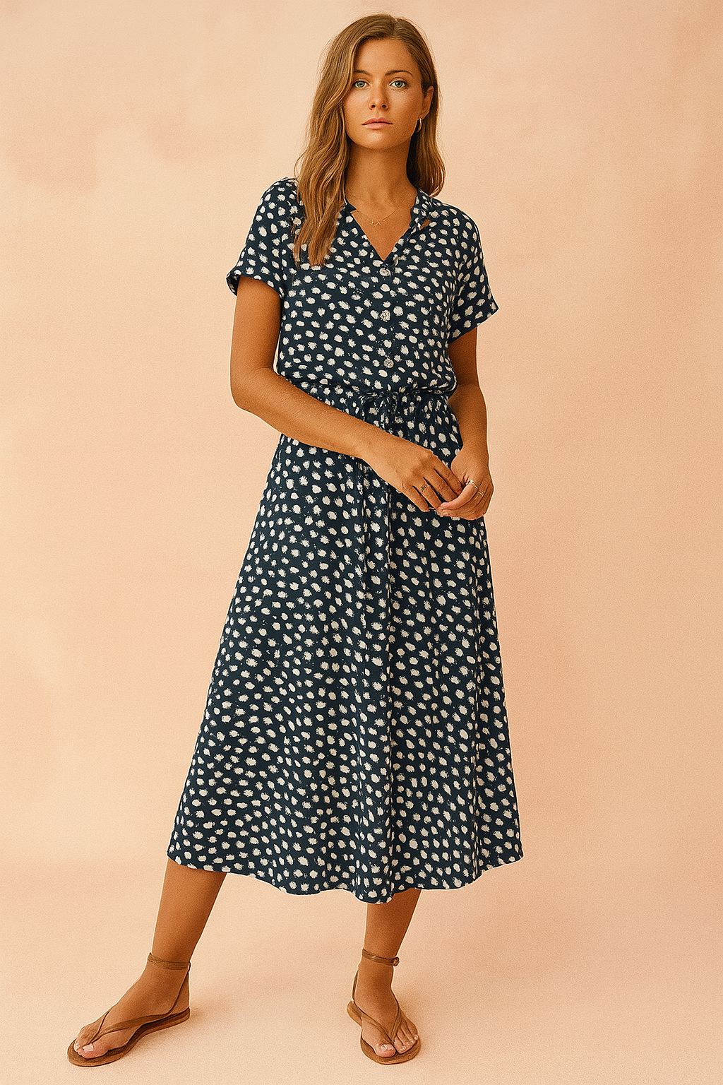 Camille | Boho Midi Garden Party Dress With Polka Dots