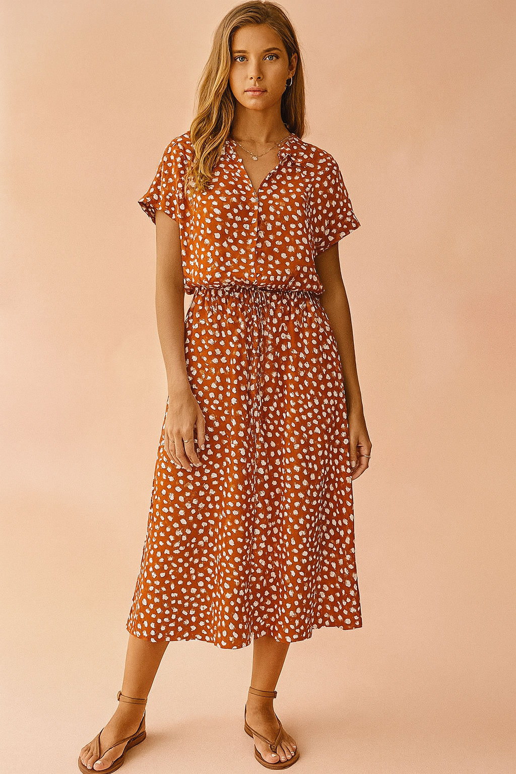 Camille | Boho Midi Garden Party Dress With Polka Dots