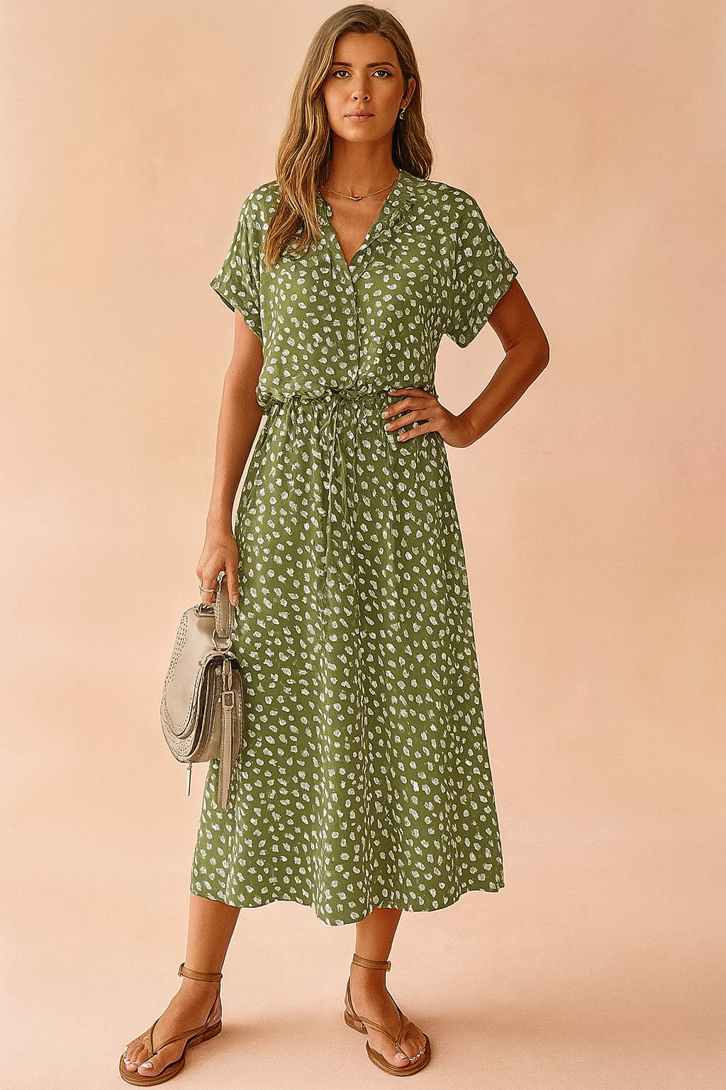 Camille | Boho Midi Garden Party Dress With Polka Dots
