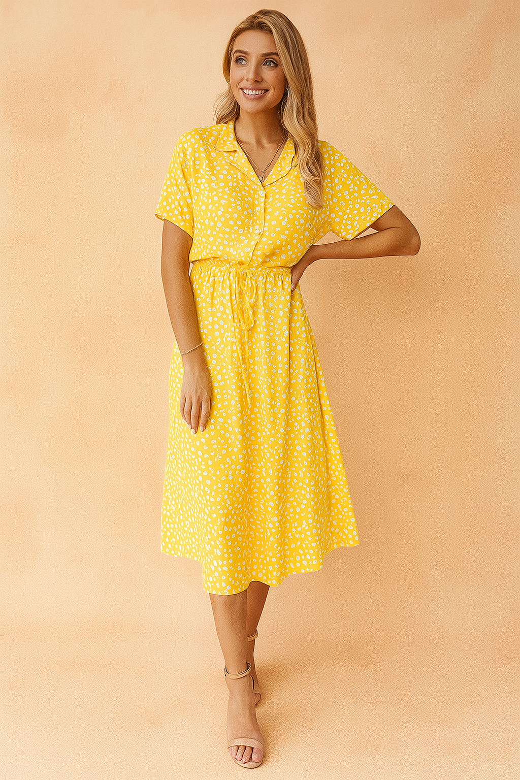 Camille | Boho Midi Garden Party Dress With Polka Dots
