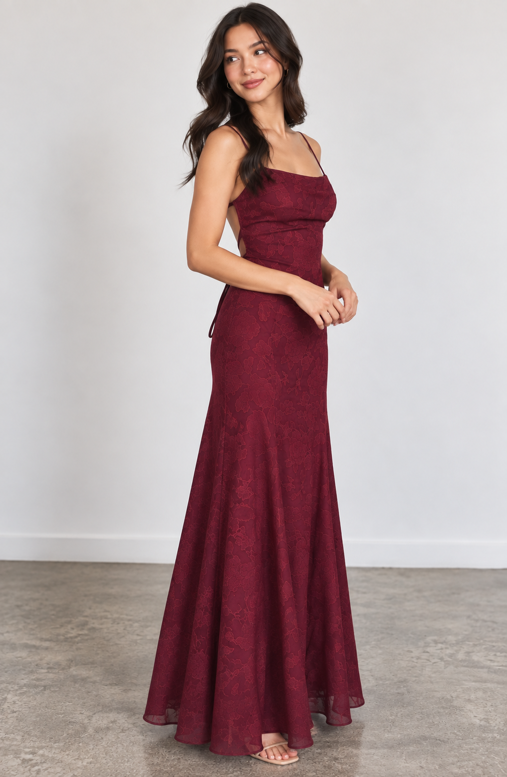 Edith | Lace Strappy Wedding Gowns Maxi Dress Evening Red White