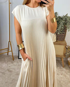 Celestine | Sleeveless Pleated House Dress Elegant Occasion Wear