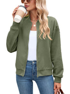 Georgiana | Cropped Brown Quilted Leather Puffer Bomber Jacket — Green olive