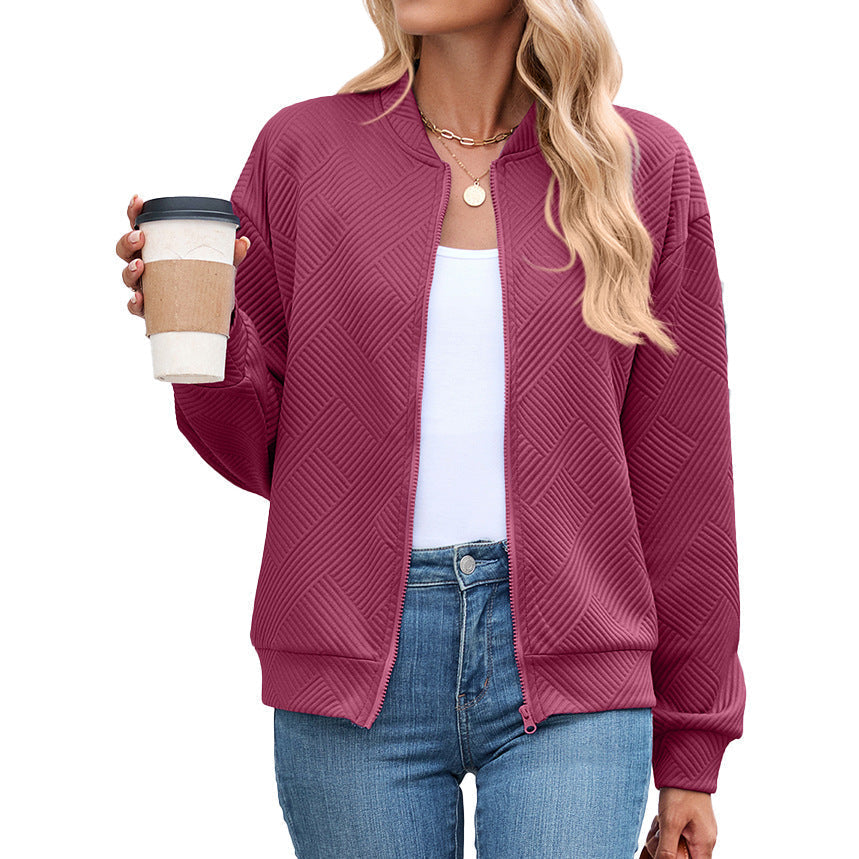 Georgiana | Cropped Brown Quilted Leather Puffer Bomber Jacket — Wine red