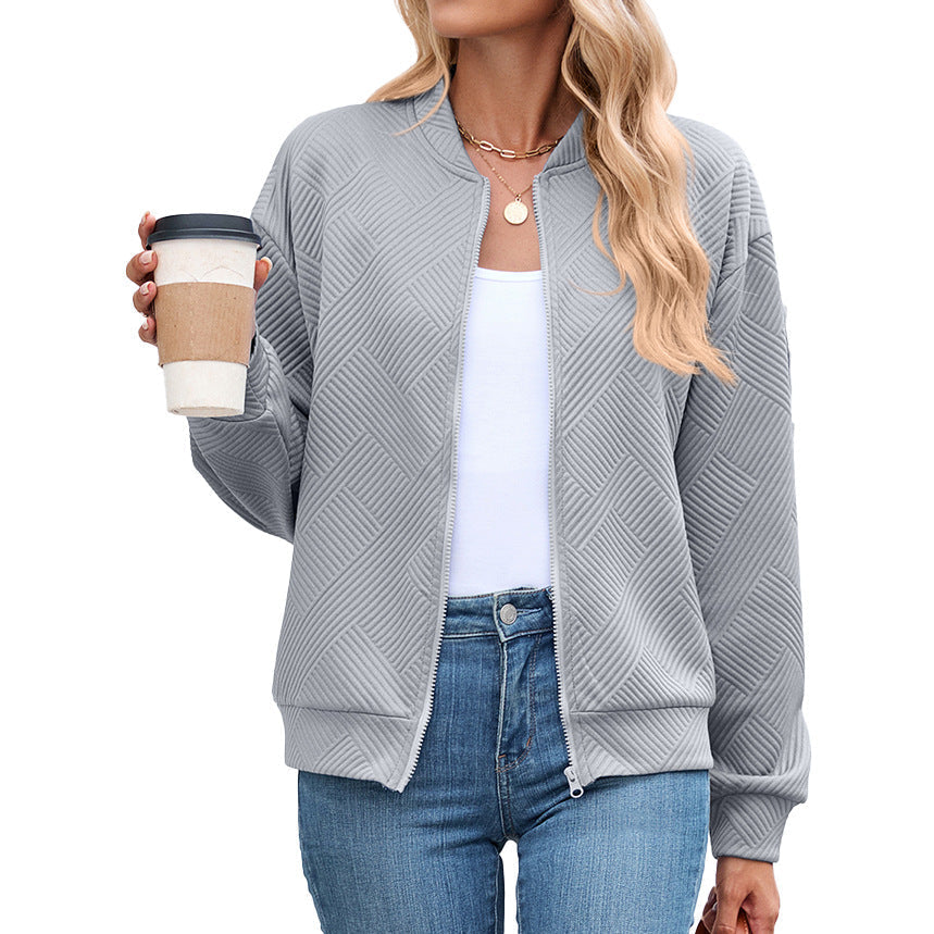 Georgiana | Cropped Brown Quilted Leather Puffer Bomber Jacket — Gray