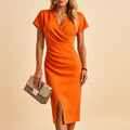 Albane | Bodycon Midi Dress Wrap Front Evening Cocktail