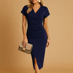 Albane | Bodycon Midi Dress Wrap Front Evening Cocktail